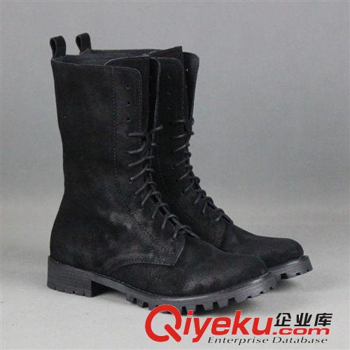 歐美其他鞋類系列 一件代發女鞋zp打蠟皮翻毛皮靴子個性中筒女靴馬丁靴帥氣軍靴子