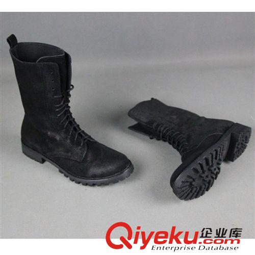 歐美其他鞋類系列 一件代發女鞋zp打蠟皮翻毛皮靴子個性中筒女靴馬丁靴帥氣軍靴子