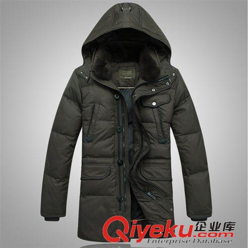 新品上架 冬季新款爸爸羽絨服中年休閑男裝兔毛立領中老年加厚休閑外套批發
