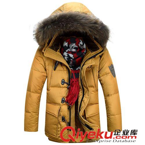 北京專區 批發供應2014冬裝新款男士羽絨服 大毛領牛角扣升級版加厚外套原始圖片2