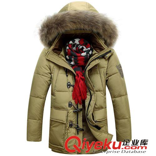 北京專區 批發供應2014冬裝新款男士羽絨服 大毛領牛角扣升級版加厚外套原始圖片3
