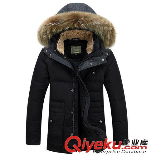 北京專區 批發2014冬裝新款加厚中長款男士羽絨服毛領反季清倉男裝外套原始圖片2