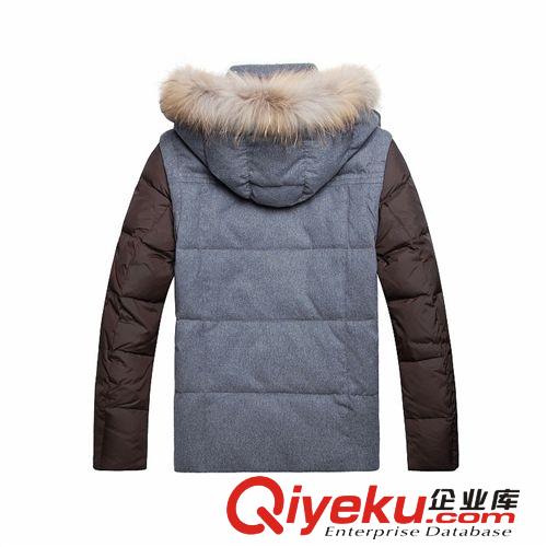 北京專區(qū) 2014新款 熱銷 男式大貉子毛領(lǐng)可拆卸帽可脫卸袖兩穿羽絨服原始圖片2