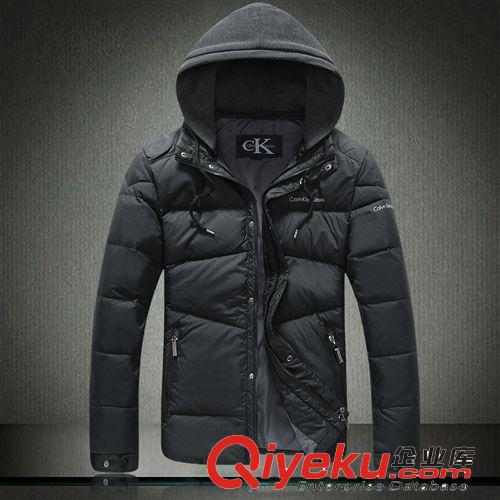 時尚羽絨服 批發(fā)2014冬季新款時尚男士高品質(zhì)可脫卸帽羽絨服J345A68006612900原始圖片2