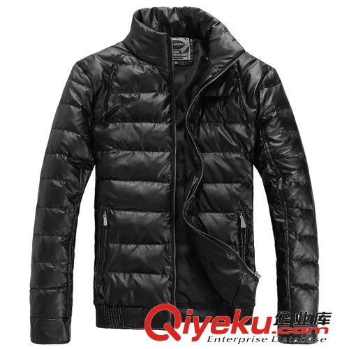 時尚羽絨服 批發(fā)廠家直銷男裝 男士PU皮短款修身羽絨服男zp Lpwt13935