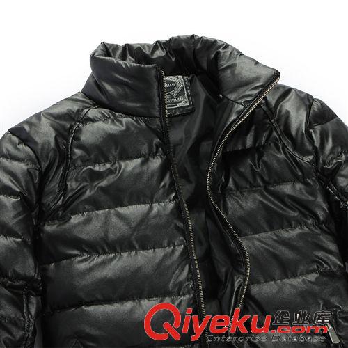 時尚羽絨服 批發(fā)廠家直銷男裝 男士PU皮短款修身羽絨服男zp Lpwt13935