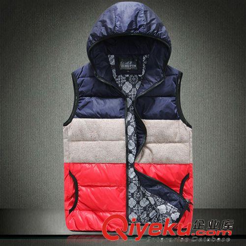 時(shí)尚馬甲 批發(fā)2014冬季新款 精品 男士時(shí)尚休閑拼接馬甲J75A6800A60200原始圖片2