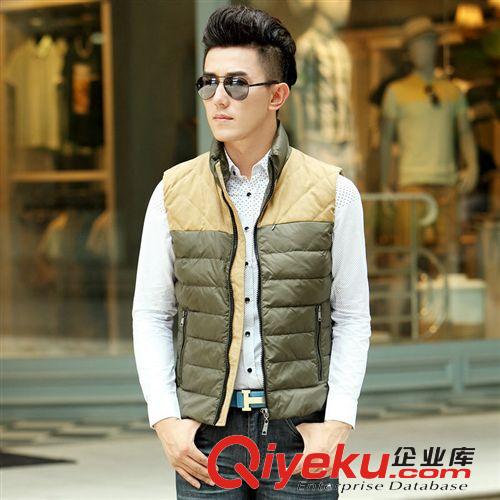 時(shí)尚馬甲 批發(fā) 代理加盟男裝 男士羽絨馬甲 杏色 Jeq9137303原始圖片2
