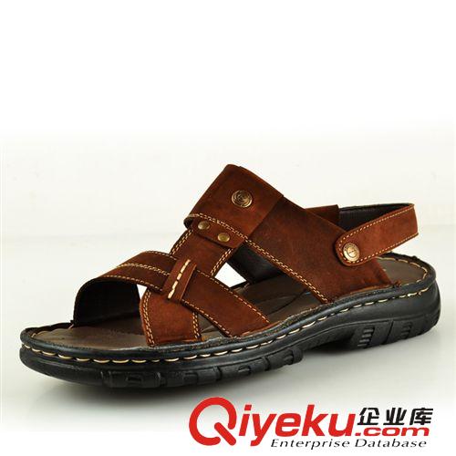 男士涼拖 2014夏季新款頭層牛皮zp男涼拖時尚休閑透氣金屬鉚釘男士涼拖原始圖片3