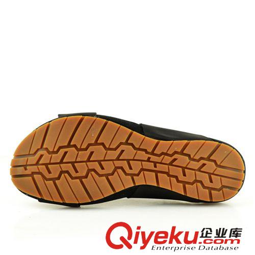 男士涼拖 2014新款頭層牛皮zp男鞋時(shí)尚休閑純色皮革拼接男士拖鞋原始圖片3