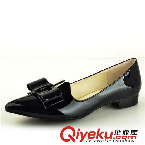 定制專區(qū) 2014新款頭層牛皮zp女單鞋甜美蝴蝶結(jié)尖頭低跟單鞋原始圖片2