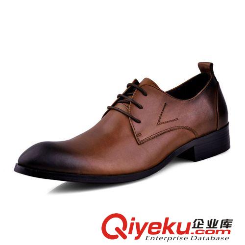 春秋新品 春季英倫時尚男士商務正裝皮鞋韓版潮流尖頭系帶真牛皮zp男鞋子