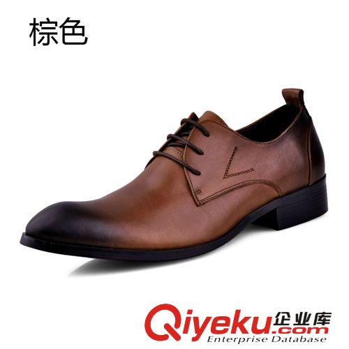 春秋新品 春季英倫時尚男士商務正裝皮鞋韓版潮流尖頭系帶真牛皮zp男鞋子