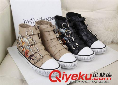 ----0627上新 新款A 家高幫鞋 女鞋 高幫羊皮骷髏頭印花鉚釘平底鞋