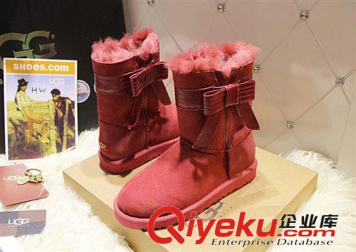 女靴 2014gd蝴蝶結gd加厚羊毛雪地靴皮毛一體保暖棉靴女鞋一件代發