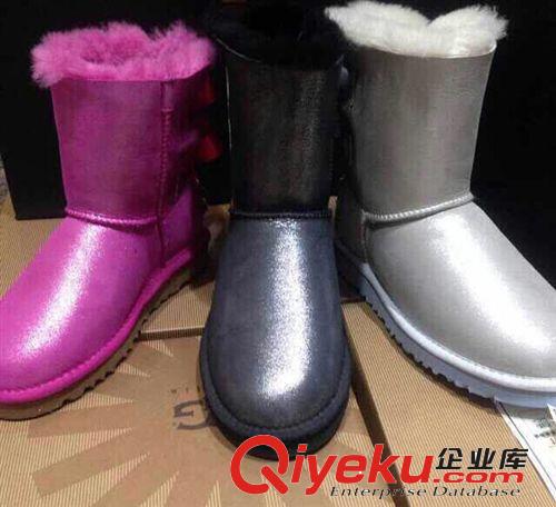 雪地靴 香港代購zpUG皮毛一體防寒保暖蝴蝶結雪地短靴平底防滑中筒靴女原始圖片2