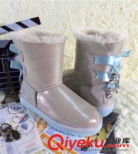 UGG雪地靴 香港代購zpUG皮毛一體防寒保暖蝴蝶結(jié)雪地短靴平底防滑中筒靴女原始圖片3