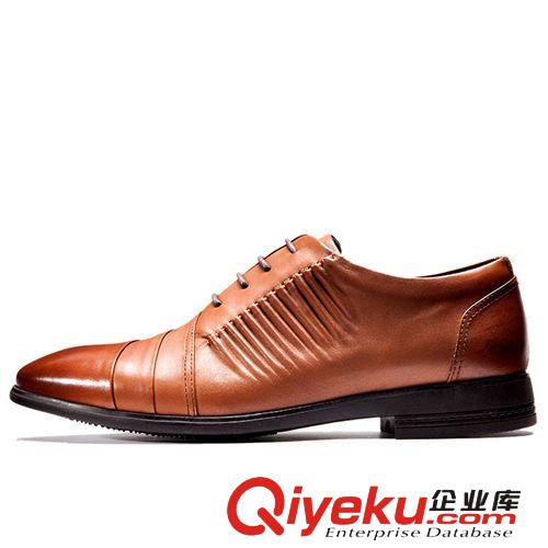 男士皮鞋 【訂做】2014新款男式時尚商務皮鞋 前系帶頭層牛皮正品真皮鞋原始圖片2