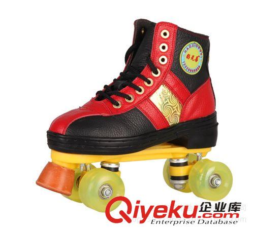 溜冰鞋 低價批發(fā)高xjb白色頭層牛皮耐用溜冰場專用雙排溜冰鞋旱冰鞋原始圖片3