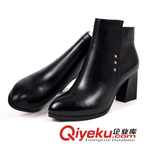 一件起批 專區 廠家直銷秋新款女靴zp短靴粗跟牛皮靴子尖頭中跟女鞋女士皮鞋