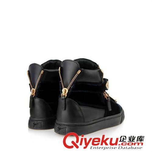 歐美dp男鞋 2014歐洲站新品漆皮拼接天鵝絨平底圓頭亮片情侶靴子GZ高幫鞋單鞋原始圖片2