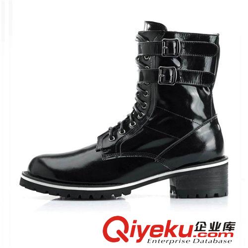 單靴 男士皮靴 韓版流行潮流帥氣中筒牛仔靴真皮軍靴 馬丁靴男靴子原始圖片2