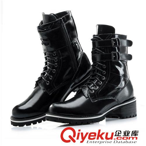 單靴 男士皮靴 韓版流行潮流帥氣中筒牛仔靴真皮軍靴 馬丁靴男靴子原始圖片3