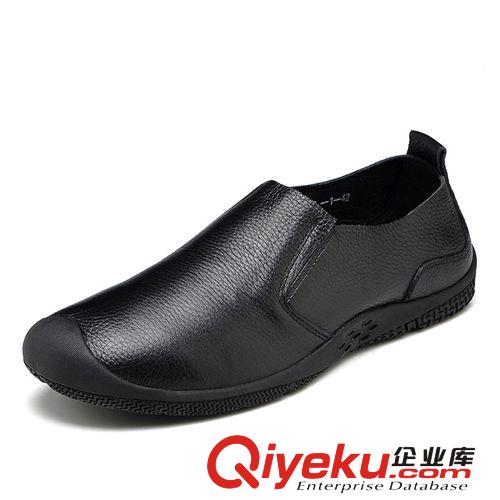 套腳款 廣東鶴山工廠直供男士軟牛皮休閑皮鞋 車縫線頭層牛皮原始圖片2