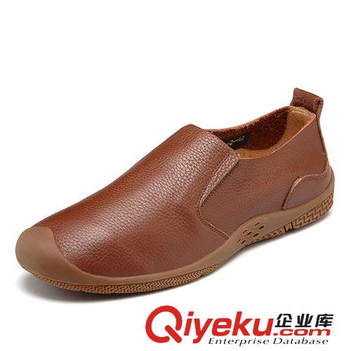 套腳款 廣東鶴山工廠直供男士軟牛皮休閑皮鞋 車縫線頭層牛皮原始圖片3