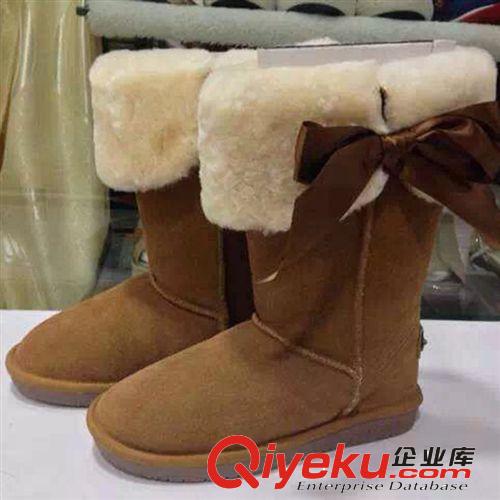 雪地靴 廠家批發 2014新款舒適保暖側面蝴蝶結雪地靴 時尚圓頭中筒女靴