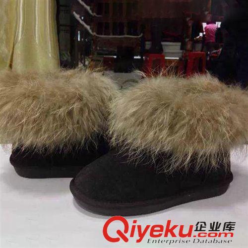 雪地靴 廠家熱銷 冬季新款舒適保暖羊毛絨絨雪地靴 圓頭中筒狐貍毛雪地靴原始圖片2