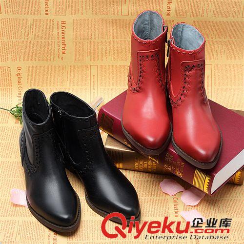 女鞋1 原單外貿品牌女靴 高檔時尚淑女風格真皮側拉鏈馬丁短靴 批發原始圖片2