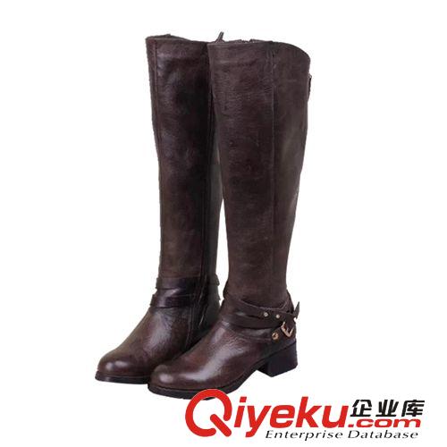 女鞋1 廠家熱銷 2014冬秋季新款過膝長靴 zp頭層牛皮粗跟女長靴批發