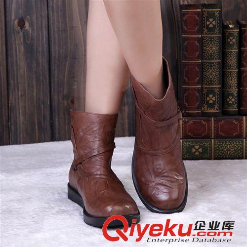 tj商品 廠家直銷新款大碼歐洲站女鞋 頭層牛皮時(shí)尚馬丁短靴機(jī)車靴女鞋原始圖片2