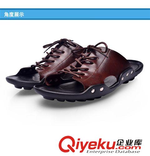 涼拖 2014夏新款雅路尚zp牛皮英倫透氣休閑男士涼鞋沙灘鞋皮拖鞋潮原始圖片3