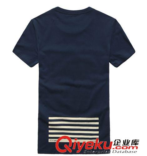 【品牌分類】 太平*家2014男裝英倫條紋印花男純棉修身圓領短袖T恤83212226468