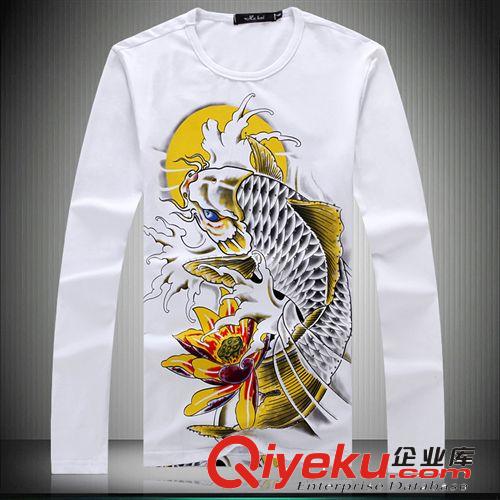 時尚T恤長袖 批發(fā)廠價直銷男裝 精品印花 長袖T恤 5XL! Jwpu1482800