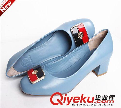 6.1~6.30上架 14秋季新款外貿女鞋批發 zp中跟OL工作鞋 方扣淺口套腳粗跟女鞋