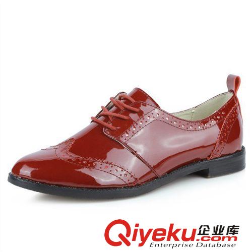 3.1~3.31上架 2014新款外貿(mào)英倫范街頭女鞋 雕花布洛克系帶漆皮拼色女單鞋大碼原始圖片2