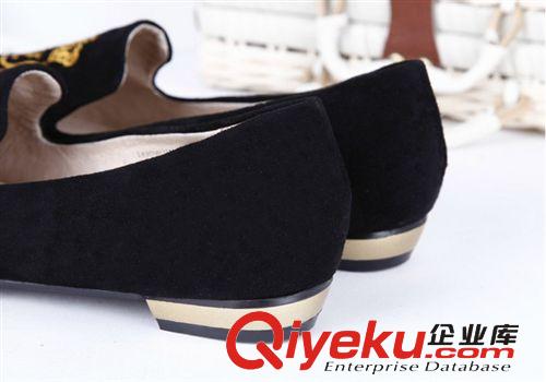 3.1~3.31上架 2014新款時尚繡花 hg獅子刺繡單鞋 糖果色套腳圓頭羊皮女鞋批發原始圖片3