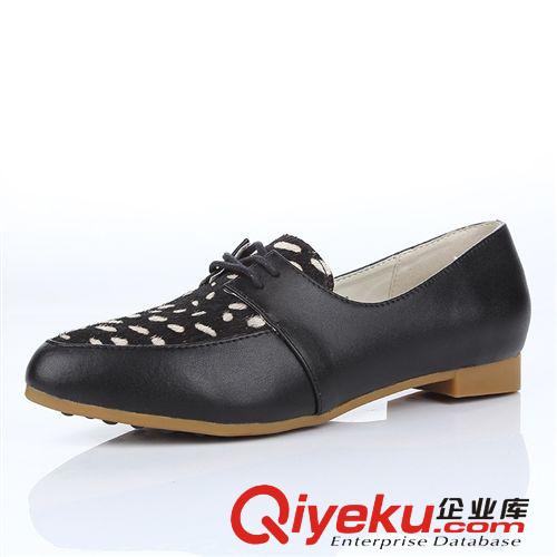 1.1~1.31上架 外貿(mào)單鞋女批發(fā) 圓點(diǎn)馬毛牛皮拼接低跟系帶單鞋 時(shí)尚尖頭豆豆鞋