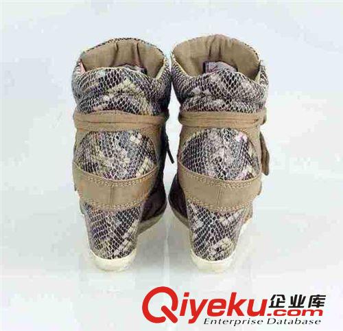 12.1~12.31上架 歐美坡跟增高鞋 刺繡徽章蛇紋牛皮 魔術(shù)貼內(nèi)增高高幫休閑鞋 代發(fā)