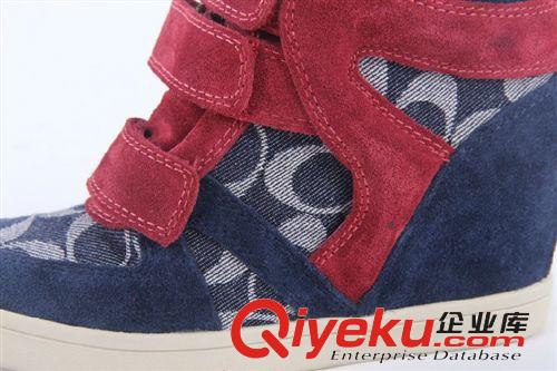 11.1~11.30上架 潮鞋歐美zp內(nèi)增高休閑女靴 魔術(shù)貼高幫拼接短靴明星款 一件代發(fā)