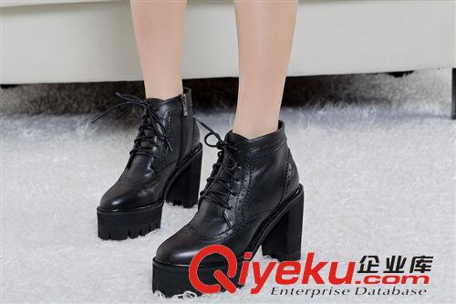 11.1~11.30上架 歐美zp走秀靴zp系帶側(cè)拉鏈厚底防水臺女鞋粗跟馬丁靴一件代發(fā)原始圖片2
