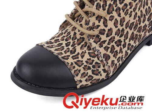 11.1~11.30上架 外貿(mào)馬毛短靴 歐美復(fù)古圓頭豹紋馬丁靴 橡膠底拼色女靴大碼原始圖片3