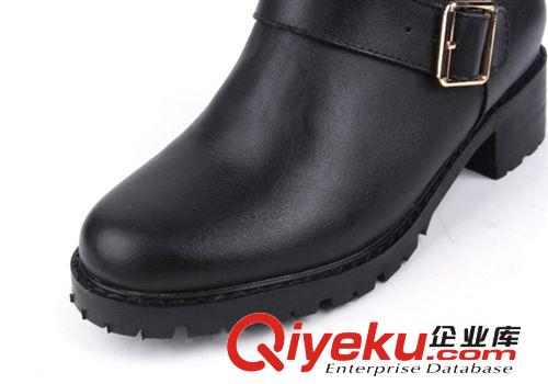 9.1~9.30上架 短靴 歐美低跟側拉鏈zp機車款 皮短靴騎士靴保暖女靴代發原始圖片3