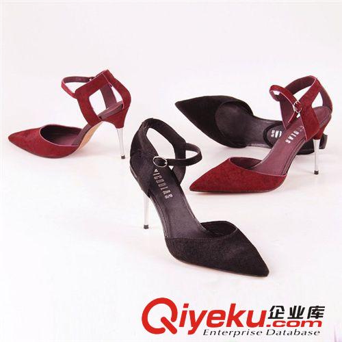 》女鞋《 批發(fā)外貿(mào)女鞋 時(shí)尚小尖頭包頭zp馬毛鏤空金屬高跟鞋 OL顯瘦單鞋原始圖片2