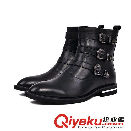 店長推薦 2014款秋冬款歐美金屬扣馬丁靴中筒男士批發(fā)