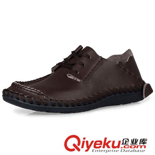 休閑皮鞋 2014新款時尚手工鞋男 耐磨橡膠戰(zhàn)馬縫制鞋  軟底男鞋真皮休閑原始圖片2