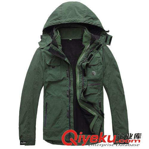沖鋒衣褲 秋冬新款加絨保暖戶外沖鋒衣男戶外服防風防水外套兩件套原始圖片2